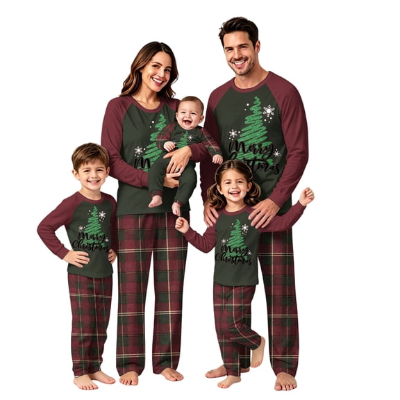 Lvotionpl 2026 Family Christmas Pajamas Matching Sets, Matching Family Christmas Pjs Long Sleeve Top & Pants Set Matching Holiday Family Pajama Xmas Sets