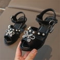 thumbnail image 5 of Viluyesy Girls Rhinestone Bow Sandals Kids Pointed Dress Heels Summer Wedding Party Performance Princess Shoes Black Size 1.5 M, 5 of 7