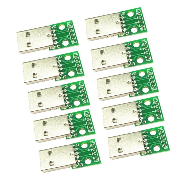 10pcs USB 2.0 Cabeza Para Sumergir 2.54mm Pin 4P Adaptador Módulo En Línea Zulema Enchufe tipo USB macho