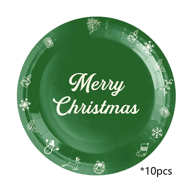 Assiettes en Papier de Noël 10 Pcs Plateau en Papier de Noël Fournitures de Fête Décoration Fournitures de Fête de Noël Planche Jetable Assiettes de Noël Jetables
