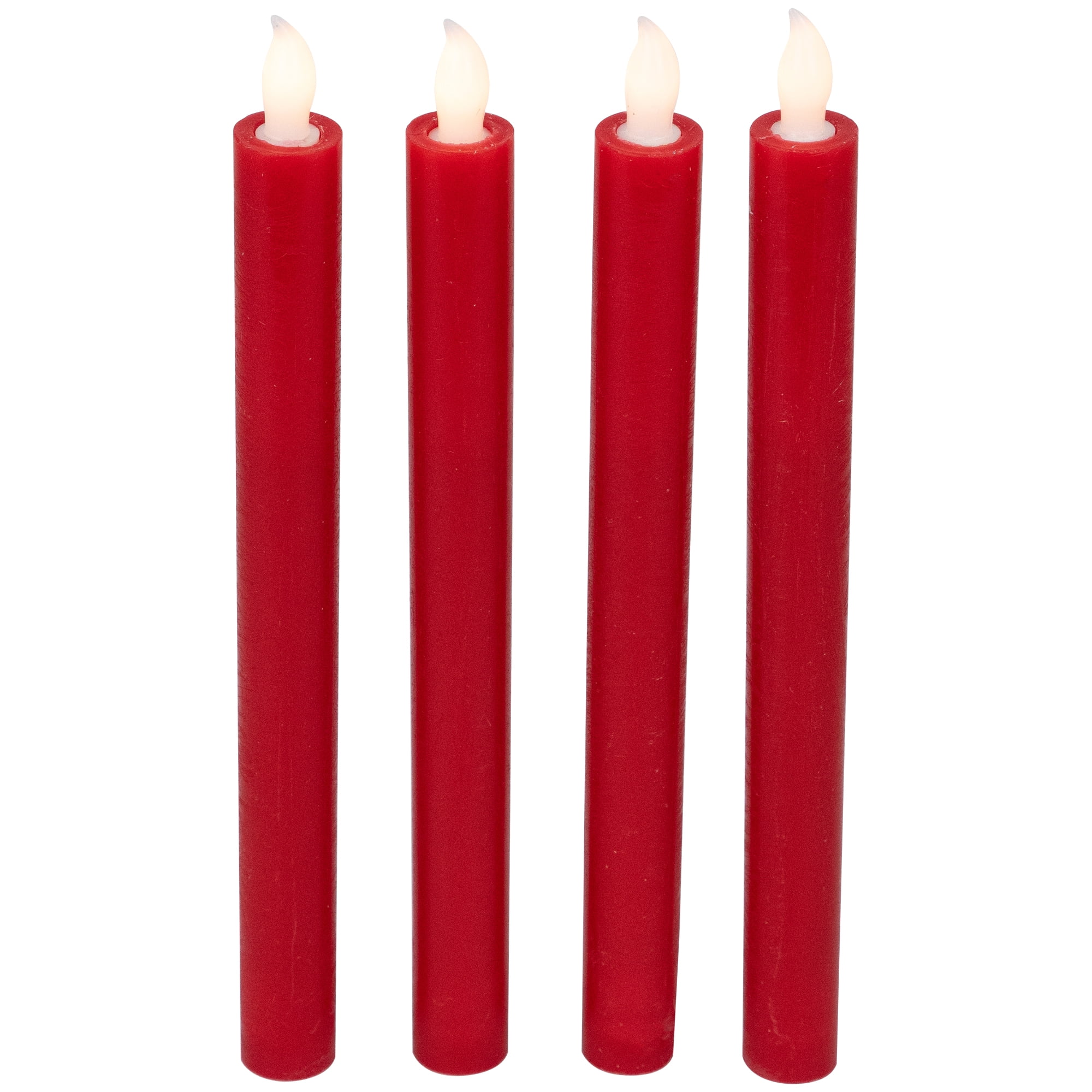 Northlight LED Flickering Flameless Taper Christmas Candles - 9.75" - Red - Set of 4