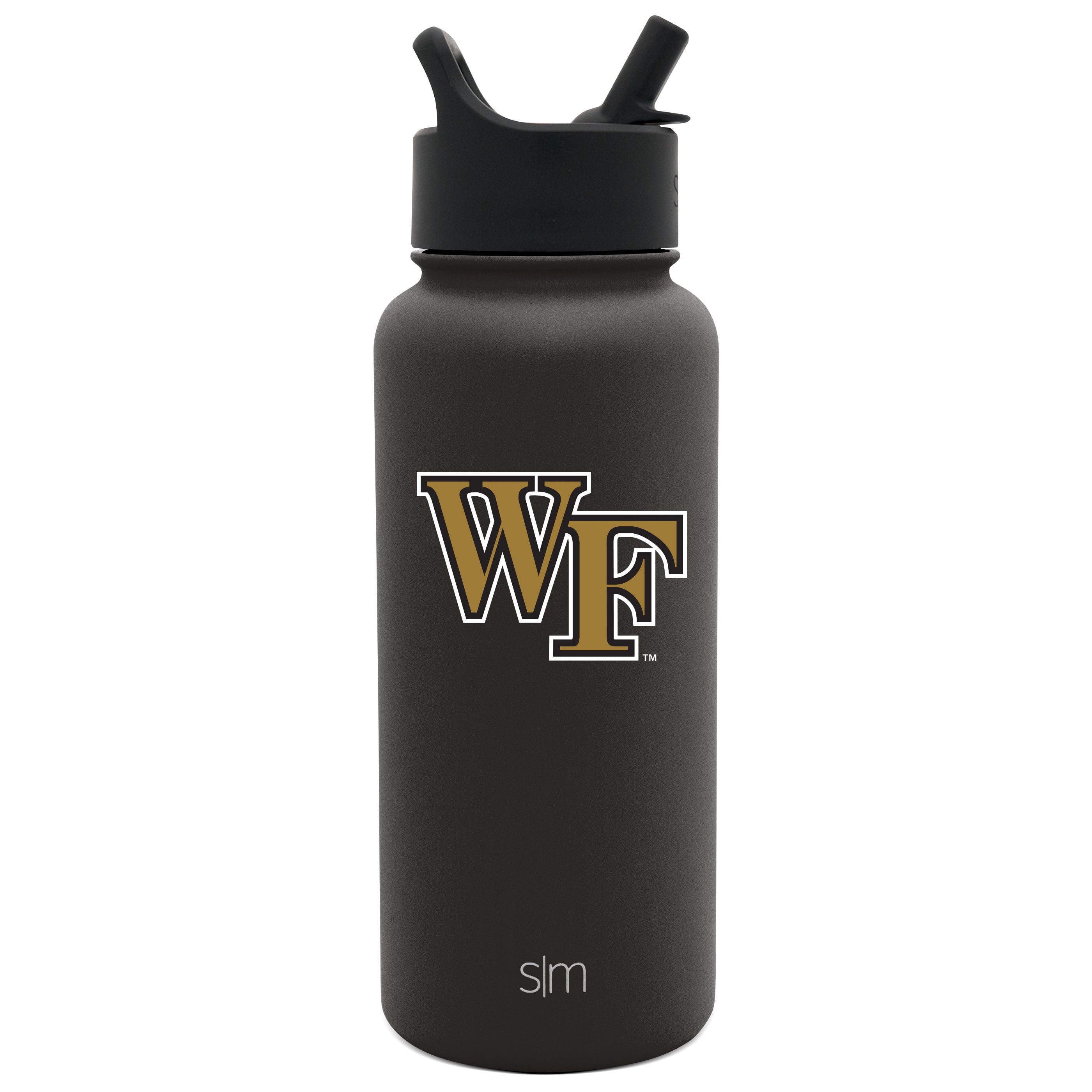 NCAA Wake Forest Vacuum Insulated Water Flask Travel Coffee Tumbler 18/8 Stainless Steel Simple Modern 32oz Summit Water Bottle with Straw Lid 