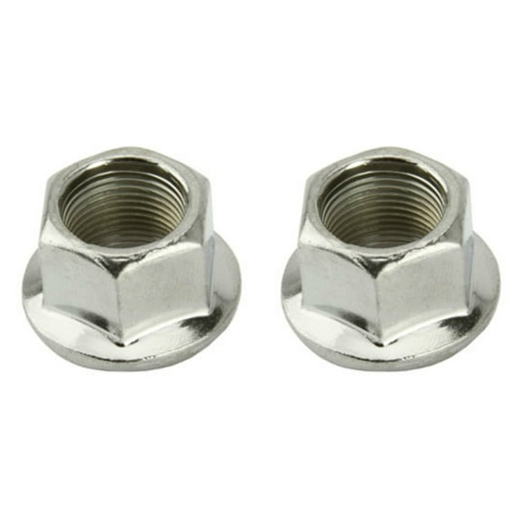 2 - Flange Nuts 14mm Chrome. Set of axle nut. Pair of axle nut. Bicycle nut, bike nut, lowrider, beach cruiser, chopper, mountain, limo