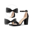 thumbnail image 5 of BLISSFUL STEP Mother's Day Women's Strappy Bow Tie Block High Ankle Heel Sandals Black 8.5, 5 of 6
