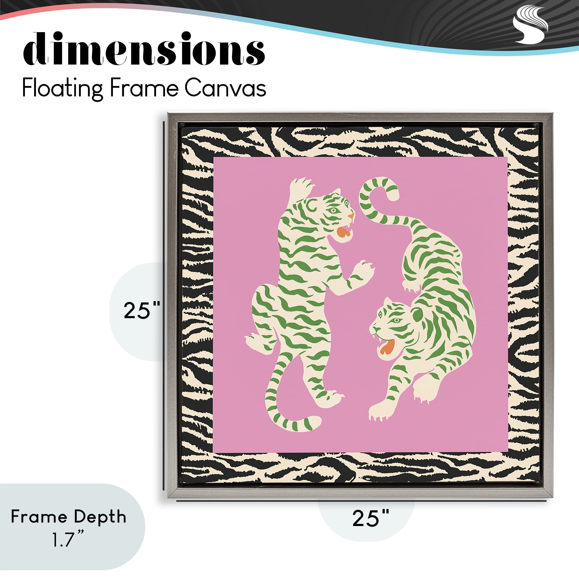 Stupell Industries Purple & Green Twin Tigers Gray Framed Floater Canvas Wall Art, design by Karolina Sato
