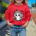 thumbnail image 2 of HNMKIU Chandail en Molleton de Mode pour Filles, Imprimé Mignon d'Halloween, Col Rond, Manches Longues, Chandail Décontracté pour Enfants Rouge, 4-5 Ans, 2 of 4