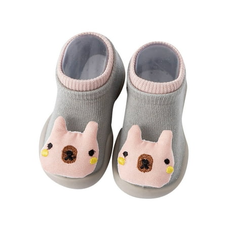 

TAIAOJING Baby Toddler Sock Shoes Cute Pig Bear Pattern Solid Color Children Mesh Breathable Floor Sneakers Non-Slip Shoe