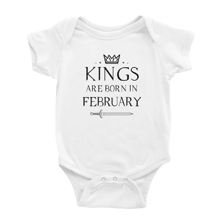 

Kings Are Born In February Cute Baby Bodysuit Boy Girl Unisex