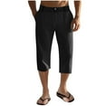 thumbnail image 2 of LADIGASU Men's Elastic Waist Breathable Comfortable Soft Beach Casual 3/4 Pants, 2 of 6