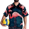 thumbnail image 4 of Flamingo Tropical Rainforest Men's Button Down Casual Hawaiian Print Short Sleeve Summer Beach Shirt, 4 of 6
