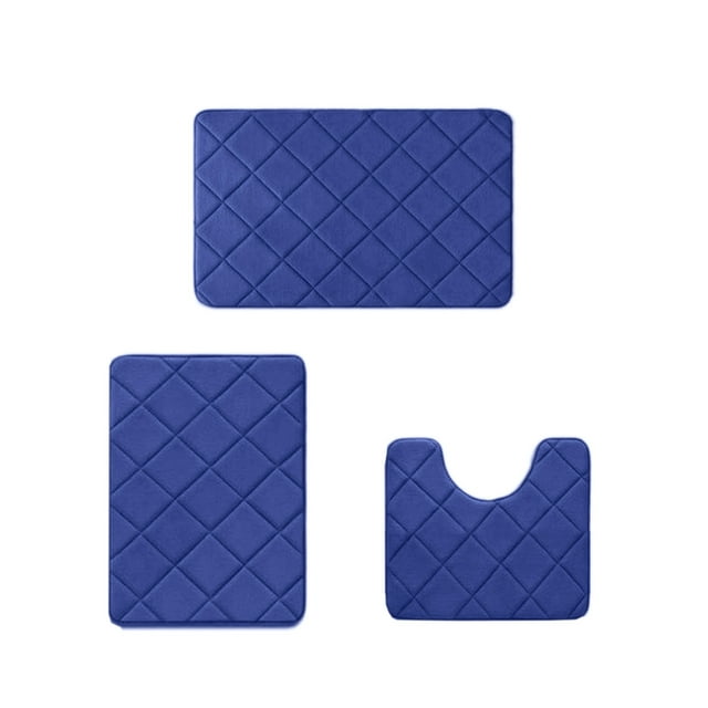Rbaofujie Cute Rug Memory Foam Bath Mat 3 Set Bathroom Rugs for 3 Pcs Toilet Mats Universal Soft Comfortable Water Absorption Non-Slip Thick Machine Washable Easier To Dry Dark Bath Mat