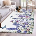thumbnail image 3 of Area Rug for Living Room, Purple Floral Non-Slip Indoor Large Carpet for Bedroom/Dining Room, Spring Lavender Daisy Butterflies Botanical Washable Low-Profile Floor Mat Runner Rugs - 2.7 x 5 Ft, 3 of 7