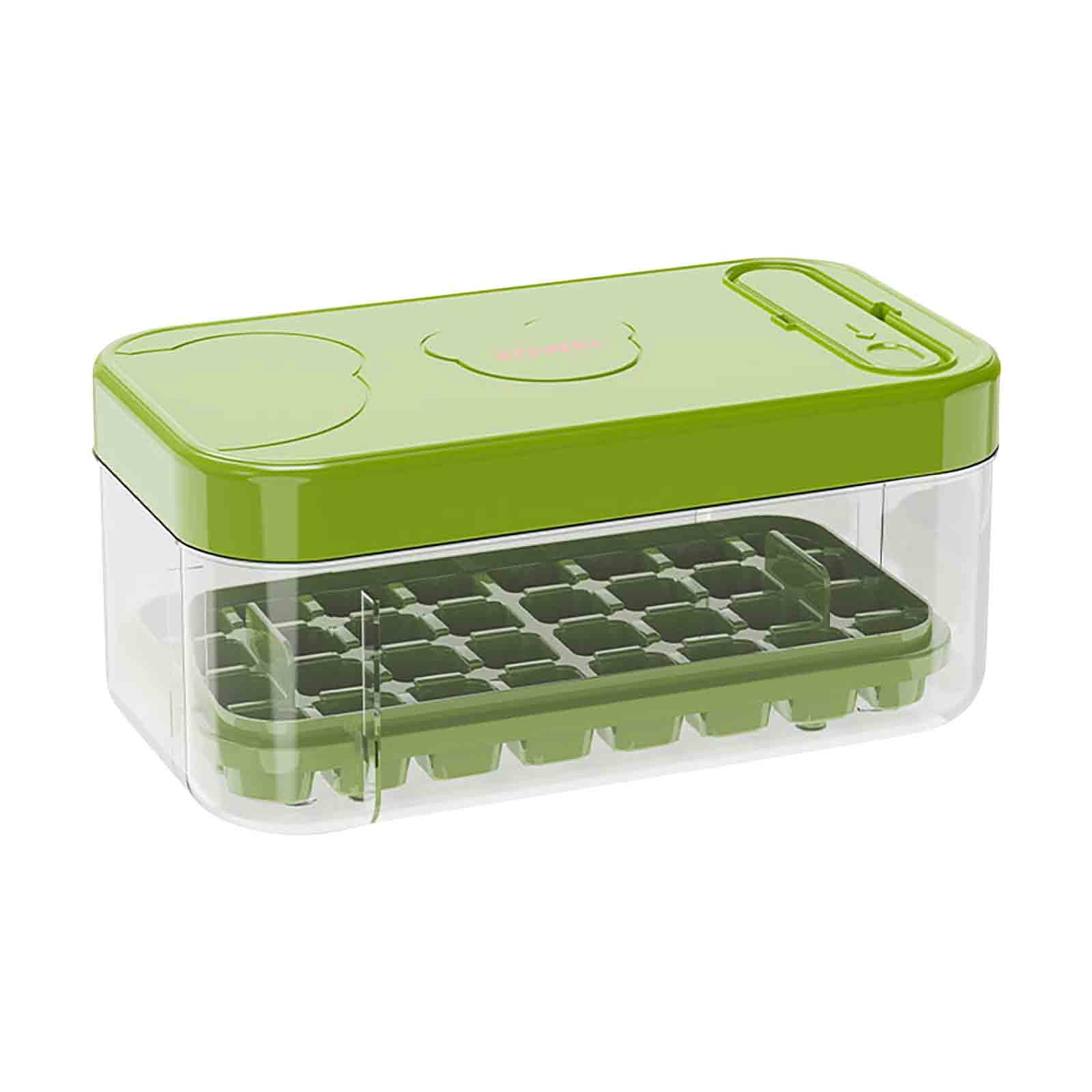 Ice Cube Tray with Lid and Storage Box, Easy Release Food Grade Plastic Ice Mold, Large Capacity Ice Maker for Freezer and Homemade Drinks