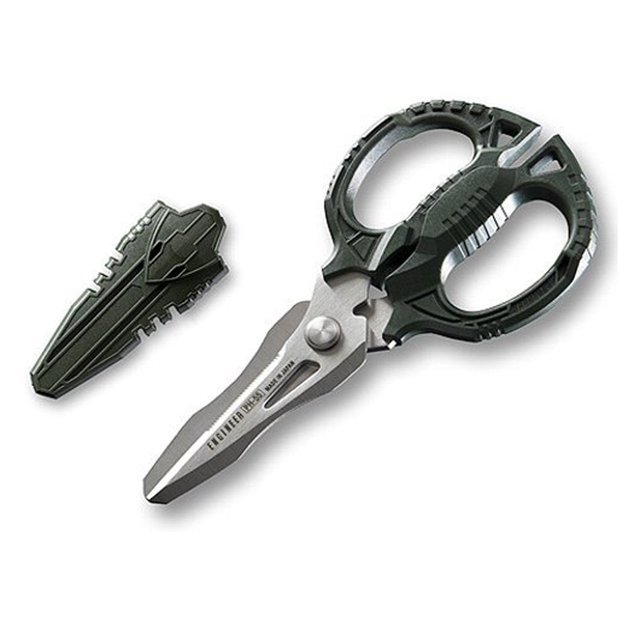ENGINEER PH-55 Multi-Function, 160mm Compact Scissors, Electrician Scissors, with 4-in-1 Combi Blade - cuts Carpet, Leather, Solid Copper Wire, Insulated Cable, CDs, Thick Rope & More