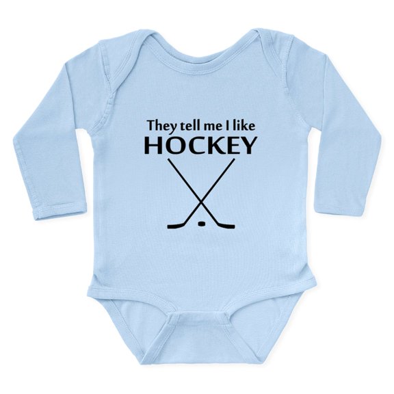 CafePress - They Tell Me I Like Hockey Body Suit - Long Sleeve Cotton Baby Bodysuit