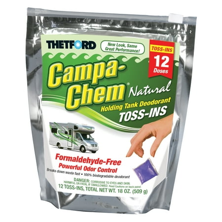 Campa-Chem Natural Toss-Ins RV Holding Tank Treatment - Deodorant / Waste Digester / Detergent -12x1.5 oz packets - Thetford (Best Holding Tank Chemicals)