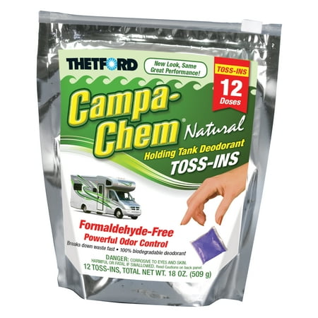 Campa-Chem Natural Toss-Ins RV Holding Tank Treatment - Deodorant / Waste Digester / Detergent -12x1.5 oz packets - Thetford