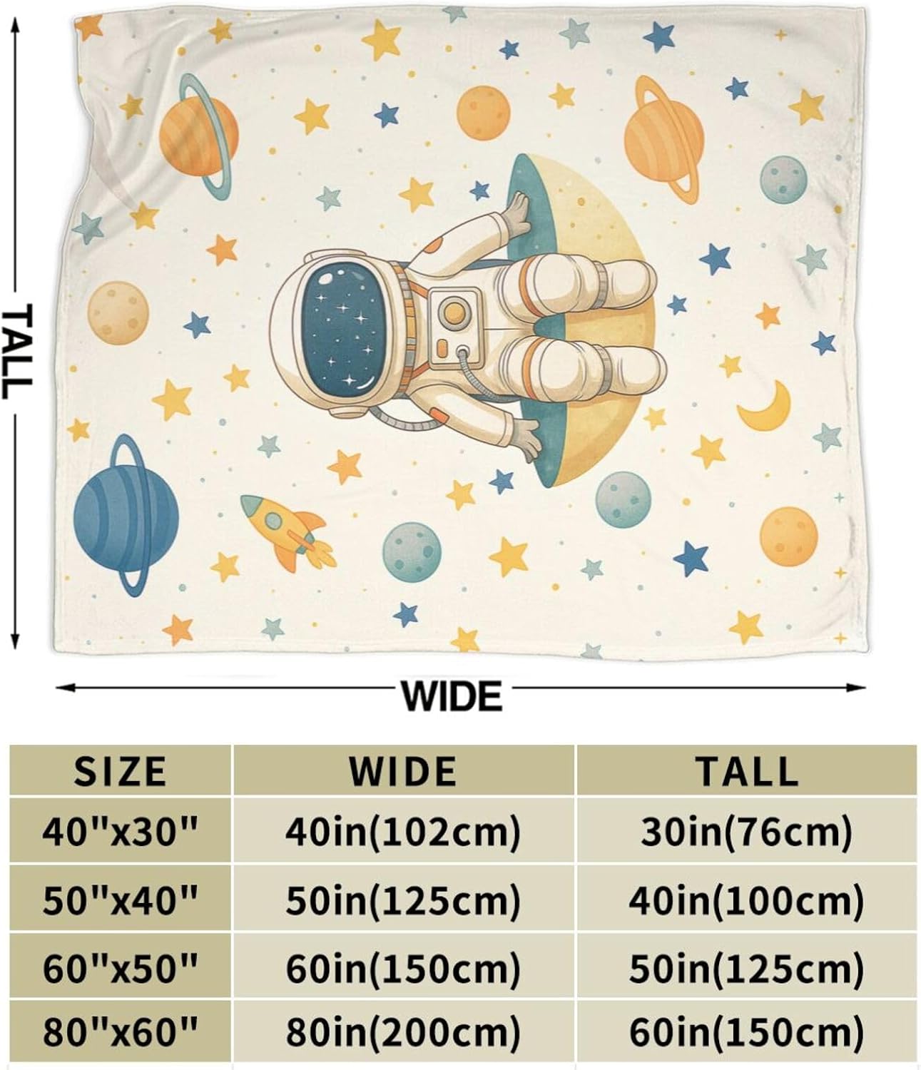 Astronaut Blanket Super Soft Warm Fluffy Fleece Flannel Space Blanket Cozy Fuzzy Plush Stuff Spaceman Bedding Blankets Gifts for Women Users men Women Adults 50"X40"