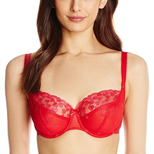 Cleo Kali Balcony Underwire Bra #7561,34F,Red Cerise