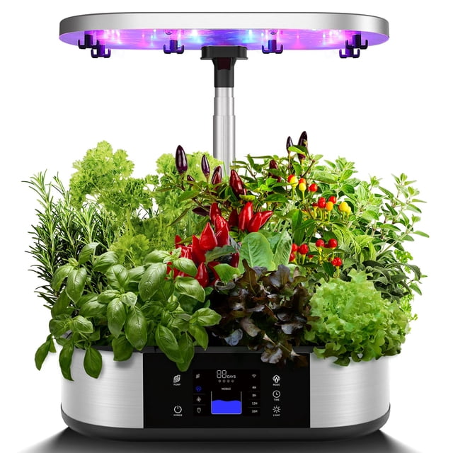 QinaQin 12-Compartment Hydroponic System Indoor Garden 30w 120 Led Light Planting Box
