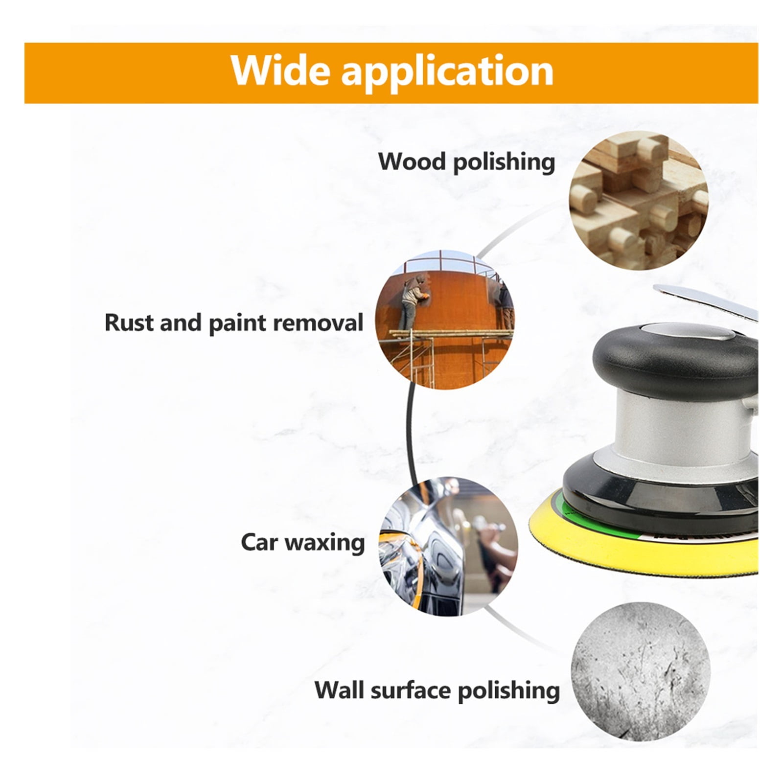 6'' / 5'' Pneumatic Sander Pneumatic Polisher Air Sander Air Palm Orbital Sander Grinder Palm Sander Sanding Machine Tool ,Widely Use