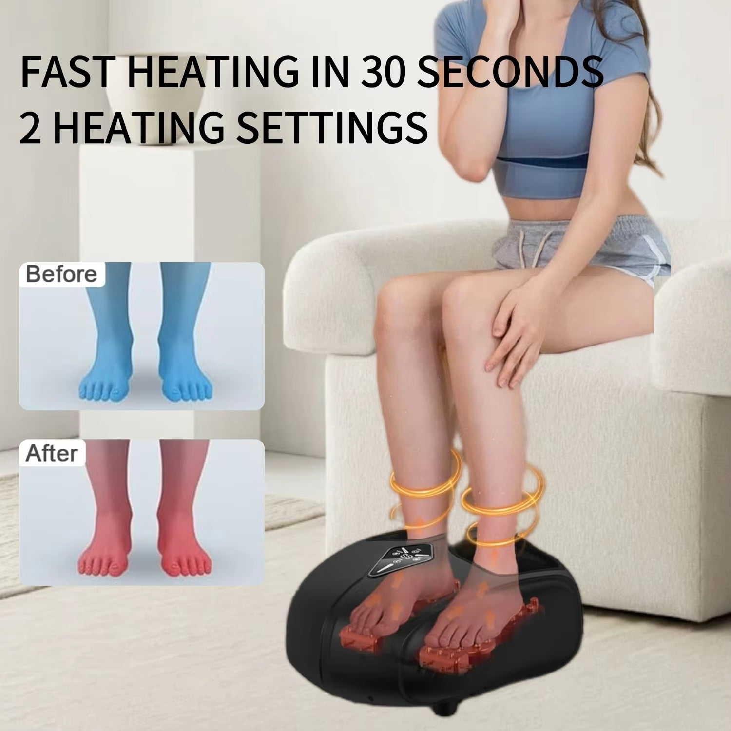 Electric Foot Massager Machine, Shiatsu Kneading Vibration Roller, 10 Speed with Remote & Display, Timer, gray