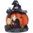 thumbnail image 1 of Estatua de la casa de calabaza de Halloween con sombreros de bruja, estatua de casa de hadas de calabaza naranja, decoración de casa de calabaza de Halloween, bruja de jardín de resina Feliz Sencillez, 1 of 5