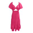 thumbnail image 4 of OSOLU Women Solid Color V-Neck Long Sleeve Puff Sleeve Dress Stylish Sundress Dresses For Women 2025 Elegant Classy, 4 of 4