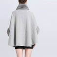 thumbnail image 5 of XFLWAM Women's Faux Fur Shawl Wrap Poncho Cape Wool Collar Batwing Sleeve Open Front Cardigan Warm Cape Sweater Cloak with Belt Gray Free Size, 5 of 5