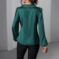 thumbnail image 6 of Stichou Women's Satin Blouse Spring Summer Fashion Long Sleeve Satin Silk Shirt Work Office Top Casual Shirt Turquoise XL, 6 of 6
