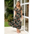 thumbnail image 3 of Vestido largo Simplee Apparel, chifón floral, verde verano, XL, 3 of 7