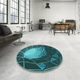 thumbnail image 4 of Ahgly Company Machine Washable Indoor Rectangle Transitional Dark Turquoise Green Area Rugs, 8' x 10', 4 of 7