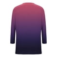 thumbnail image 6 of Fesfesfes Women's Modern Tops Three-Quarters Sleeve V-Neck Comfortable T-Shirt Elegant Flattering Comfy Contrast Color Summer Blouse(Pink,M), 6 of 6