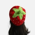 thumbnail image 7 of Strawberry Crochet Hat Handwoven Warm Knit Hat for Women Soft Loose Cute Winter Cozy Accessory, 7 of 7