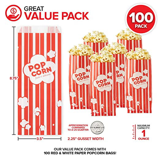 1,000 Popcorn Bags Small Serving 1.0 oz 1000 ct 3.5" x 2.25" x 8" Gold Medal 