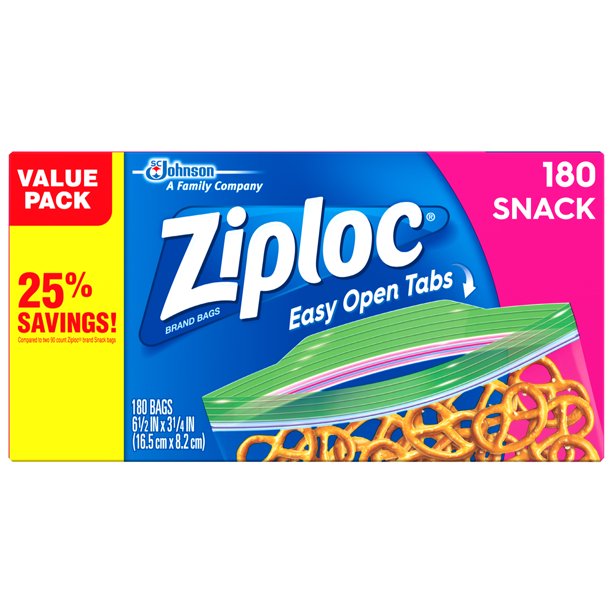 Ziploc Snack Bags, 180 Count