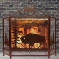 thumbnail image 5 of Rustic American Icon Majestic Bison Buffalo 3 Panel Fireplace Screen Metal Mesh, 5 of 7