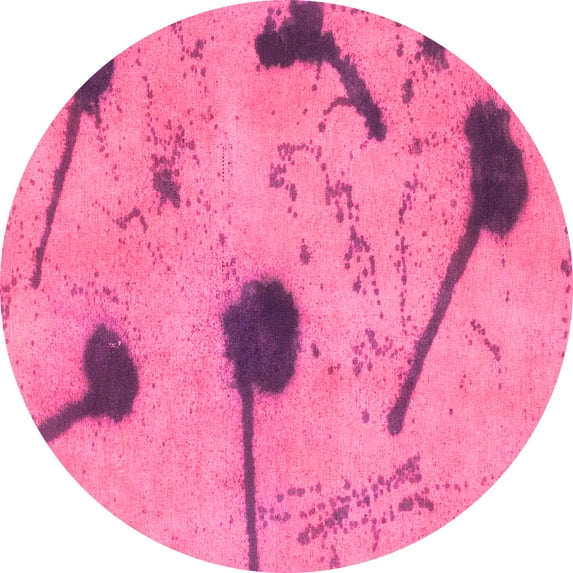 Ahgly Company Indoor Round Abstract Pink Modern Area Rugs, 8' Round