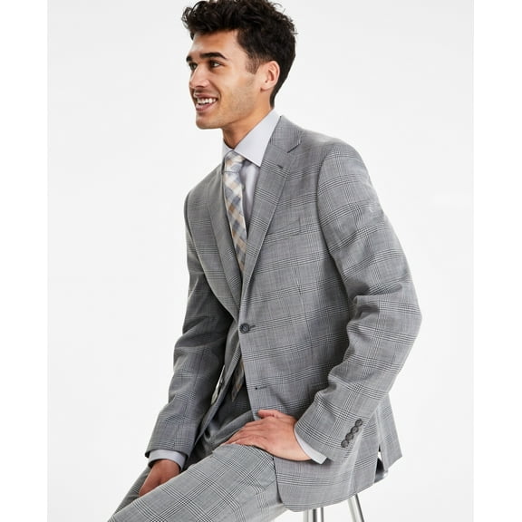 Dkny Mens Modern fit Suit Jacket Blazer 38 L Black White Plaid