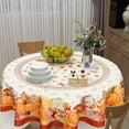 thumbnail image 3 of Fall Thanksgiving Round Tablecloth 60 Inch Pumpkin Maple Leaves Tablecloth Autumn Harvest Table Cloth Farmhouse Rustic Polyester Table Cover for Holiday Kitchen Dining Room Party Indoor Outdoor Decor, 3 of 6