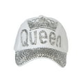 thumbnail image 2 of Womens Queen w/ Crown Stones Distressed Baseball Cap - White, 2 of 4