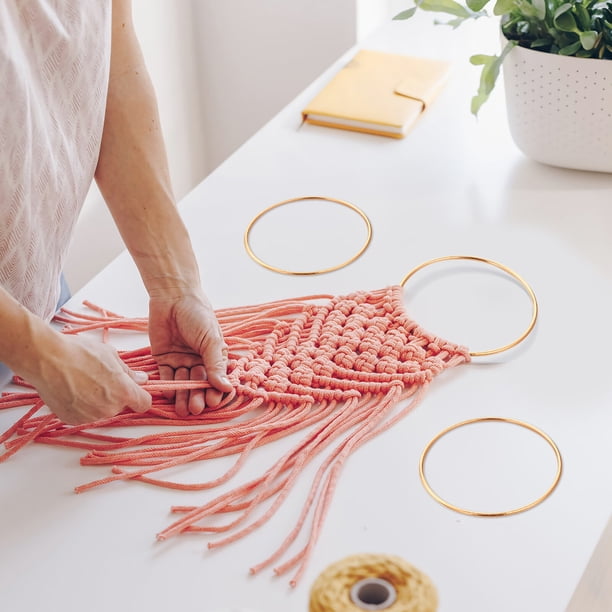 Anneaux en Métal Doré Couronne Macramé Cerceaux d'Artisanat 30cm