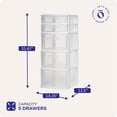 thumbnail image 2 of Open Box Homz Plastic 5 Drawer Medium Home Storage Cart, White Frame w/ Drawer, 2 of 2