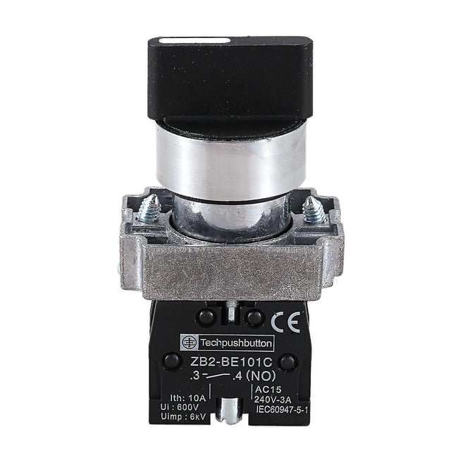 22mm Latching 2 No 3-position Rotary Selector Select Switch Zb2-be101c Black