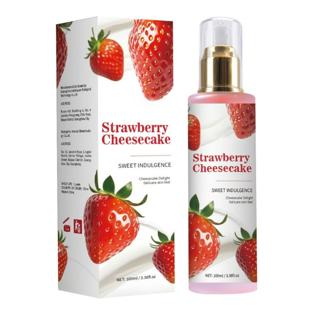 Spray corporal de larga duración con aroma a fresa y tarta de queso. Spray capilar corporal con aroma a fresa. Spray corporal de larga duración con aroma a fresa. 100 ml.