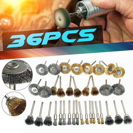 - 36Pcs/Set Brass Copper Steel Wire Brush Polishing Wheels For Rotary Tools
