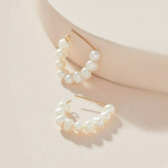 Freshwater Pearl Beaded Hoop Earrings