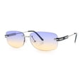 thumbnail image 5 of Rimless Rounded Rectangle Hustler Fashion Metal Frame Sunglasses Silver - Purple Orange, 5 of 7