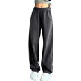 thumbnail image 2 of TIREOW Girls Sweatpants Elastic High Waist Straight Wide Leg Sweat Pants Soft Daily Wear Casual Baggy Streetwear Pants, 2 of 4