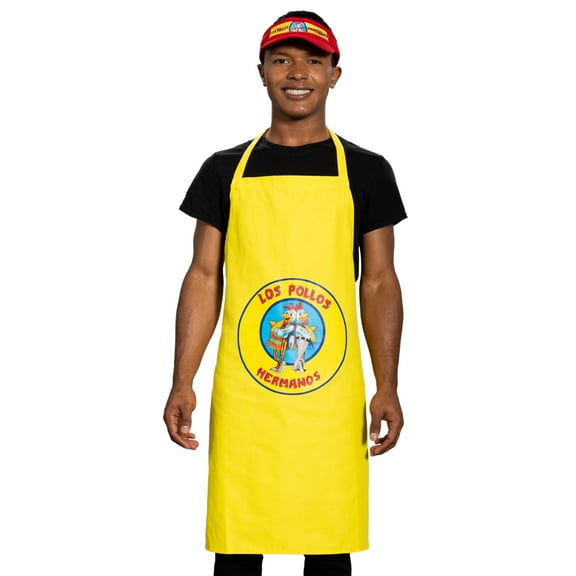 Costume Agent Los Pollos Bad Chicken Man Restaurant Apron and Visor Halloween Cosplay (Yellow)